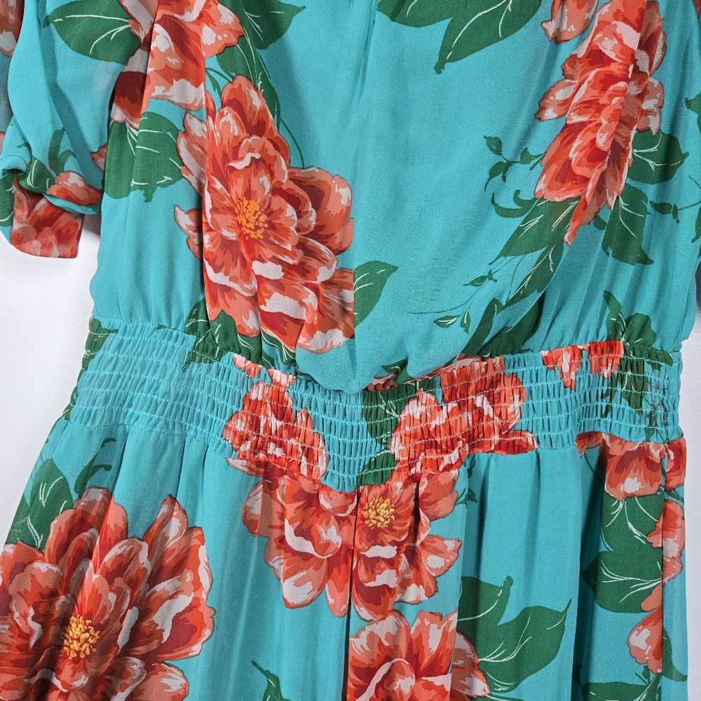 Flying Tomato Floral Ruffle Off Shoulder Smocked Waist Maxi Dress Size Large - Picture 7 of 13